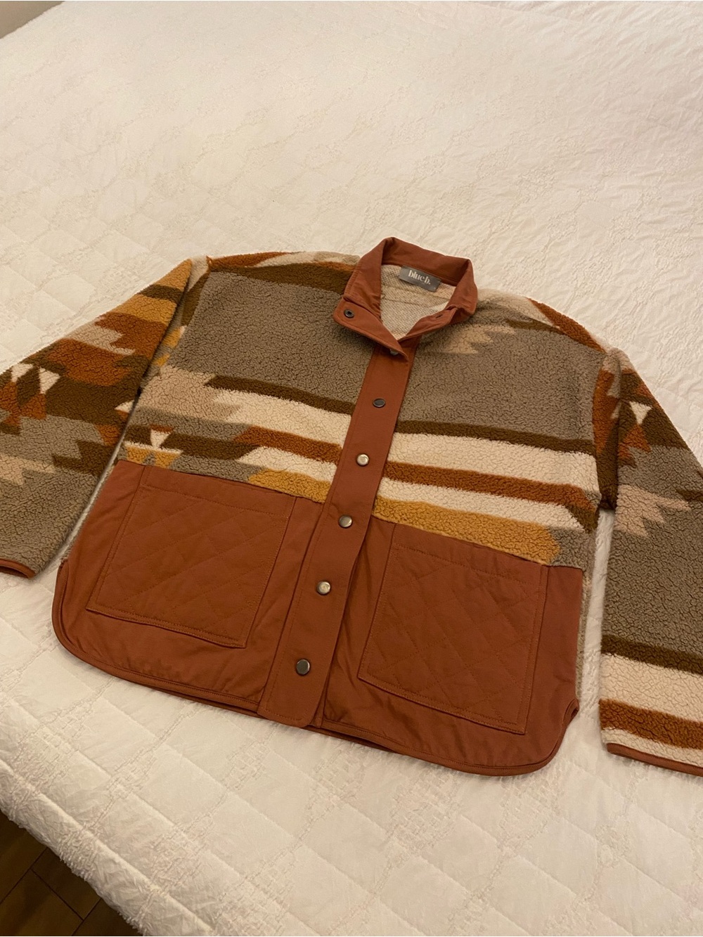 Fleece Aztec Button Up Jacket By blue b Size Small